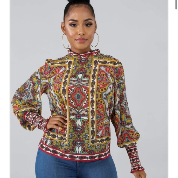 Multicolored Paisley Chiffon Blouse - Picture 5 of 5